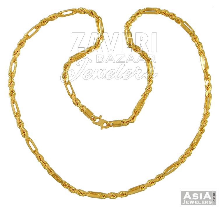 22K Gold Rope Chain (18 Inch)