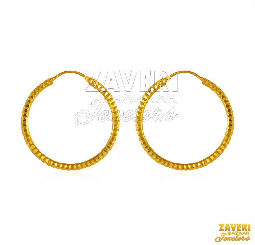 22K Gold Machine Cut Hoop
