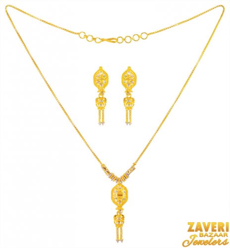 22K Gold Two Tone Necklace Set 