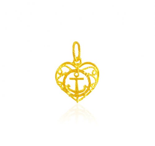 22K Gold Anchor Pendant 