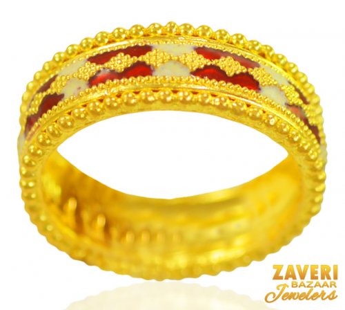 22kt Gold Fancy Meenakari Ring 