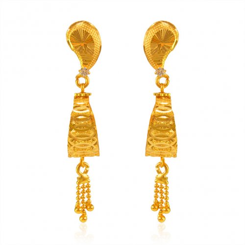 Fancy Gold Earrings 22K - AjEr64871 - 22K fancy gold earrings in ...