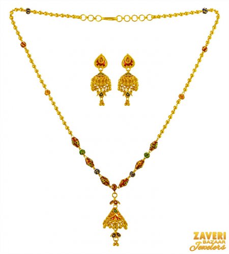  22K Gold  Meenakari Set 