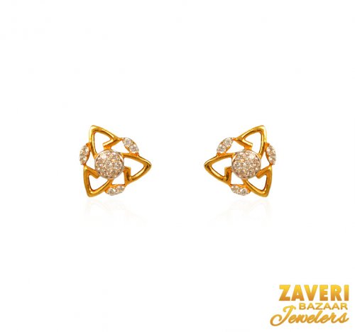 22Kt Gold CZ Earrings 