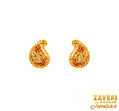 22Kt Gold Two Tone Earrings 