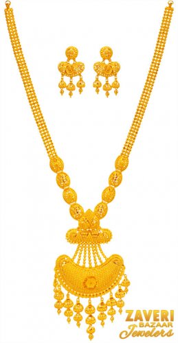 22K Gold Patta Necklace Set 