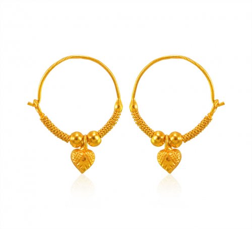 22K Gold Kids Hoops Earring - AjEr64830 - 22 Karat gold hoop earrings ...