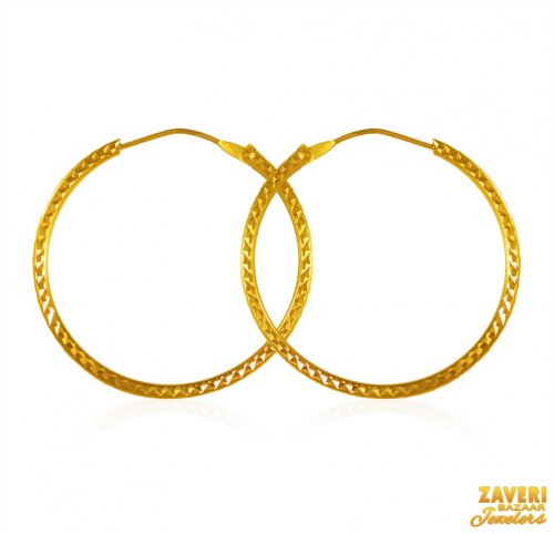 22K Gold Big Hoop Earrings  