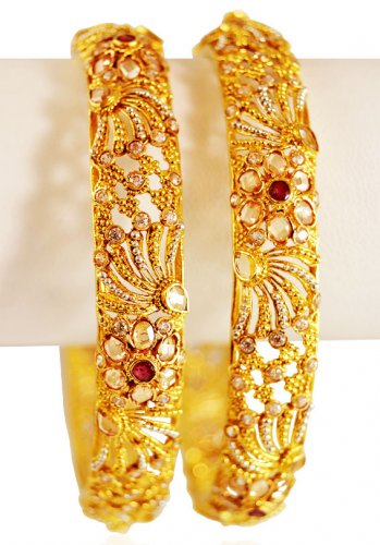 Gold stone discount bangles with price