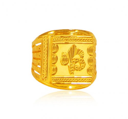 22K Gold Mens Ring - AjRi65261 - 22k gold mens ring in sqaure shape ...