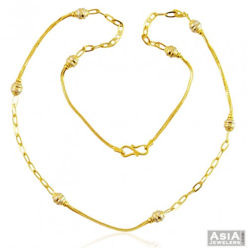 22k Fancy 2 Tone Gold Ball Chain  