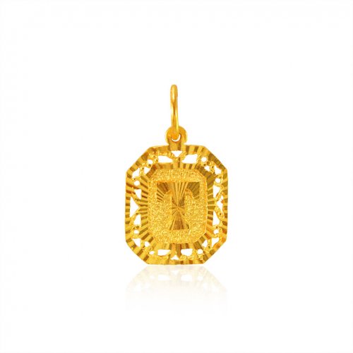 22K Gold Initial Pendant 