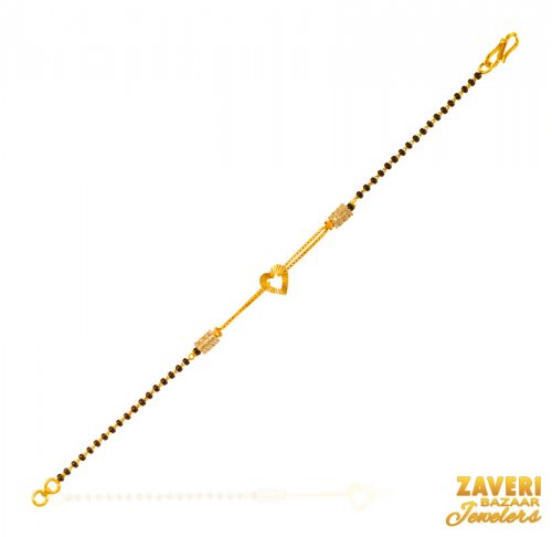22Kt Gold Black Beads Bracelet 