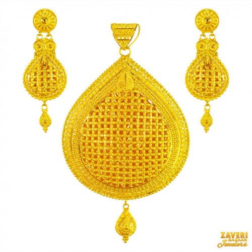 22karat Tear Drop Pendant Set 