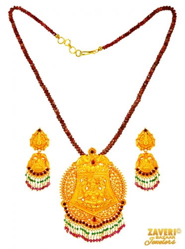 22 Kt Antique Temple Necklace Set 