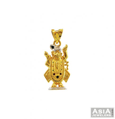 22K Gold Krishna Pendant 