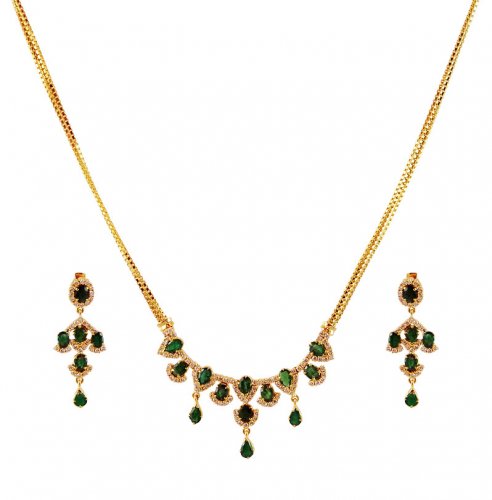 Small Diamond Set With Emerald  