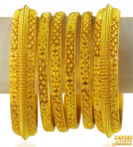 22KT Gold Bangles Set (6 PCs) 