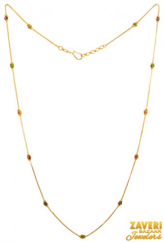 22Kt Gold Meenakari Long Chain 