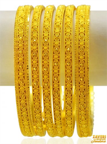 22K Gold Bangles Set of 6  