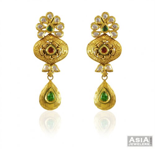 22k Gold Beautiful Antique Earrings Ajer59038 22k Gold Beautiful Antique Earrings