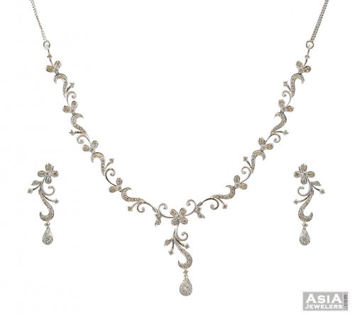 18k White Gold Diamond Set Ajdi57496 Designer Necklace 18k White Gold Diamond Set