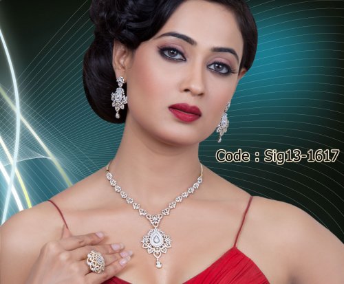 18k Diamond Set with Changeable Color Stones 