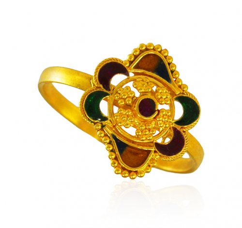 22kt Gold Meenakari Ring 