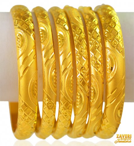 22K Gold Machine Bangles (pair) 