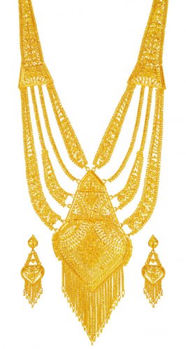 22K Long Gold Necklace Set 