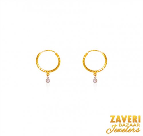 22K Gold Beads Hoops 