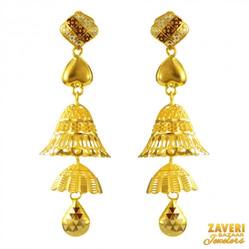  22K Gold Jhumka Earrings 