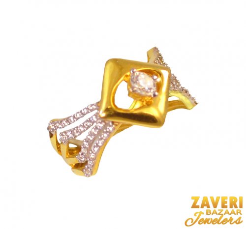 22Kt Gold and CZ Fancy Ring 