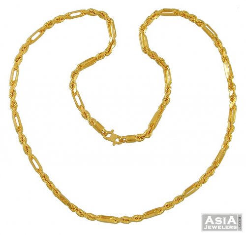 22K Gold Rope Chain (18 Inch) 