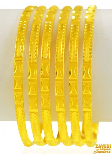 22 kt Gold Machine Bangles (6 Pcs) 