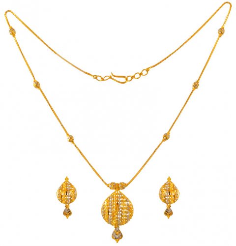 22K Gold Necklace Earring Set 