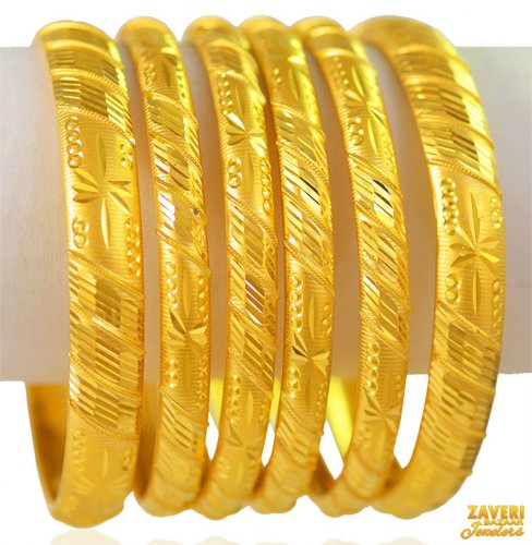 22K Gold Machine Bangles (pair) 