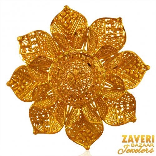 22K Gold Adjustable Floral Ring  