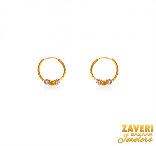 22Karat Gold Two Tone Hoops  