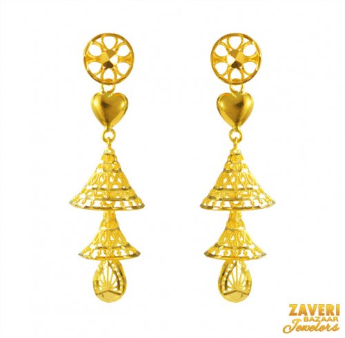 22 Karat Gold Jhumka Earrings 