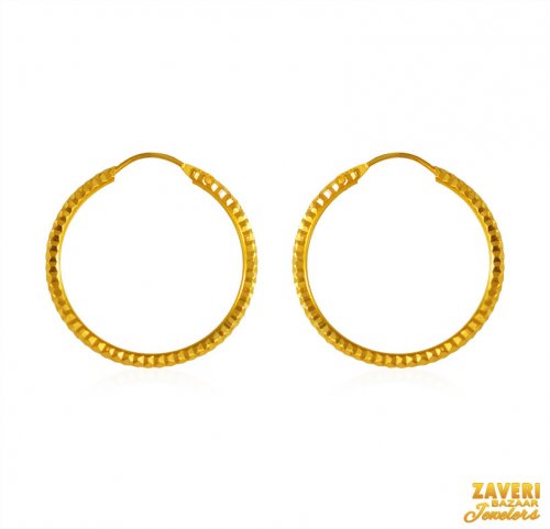 22K Gold Machine Cut Hoop 