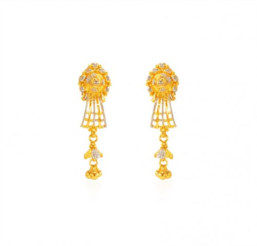 22KT Gold Two Tone Earrings - AjEr65032 - 22KT Gold Two Tonne Earrings ...