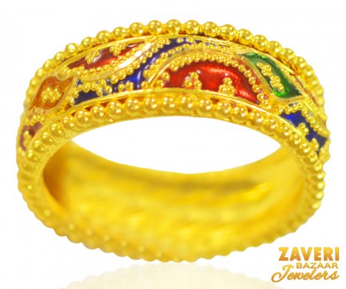 22kt Gold Wide Meenakari Band 