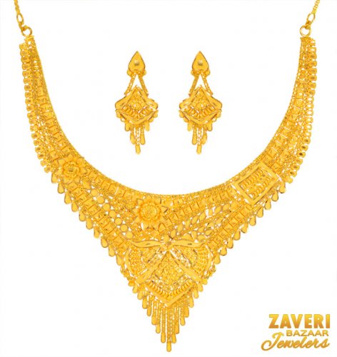 22K Yellow Gold Necklace Set 