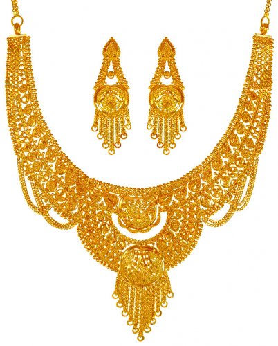 22KT Gold Necklace Earring Set 