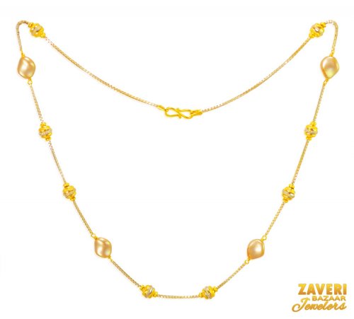 22Kt Gold Two Tone Fancy Chain for Ladies 