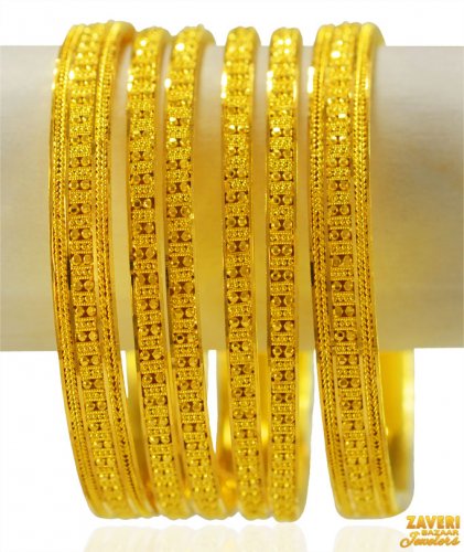 22kt Gold Indian Bangles Set (6pc) 