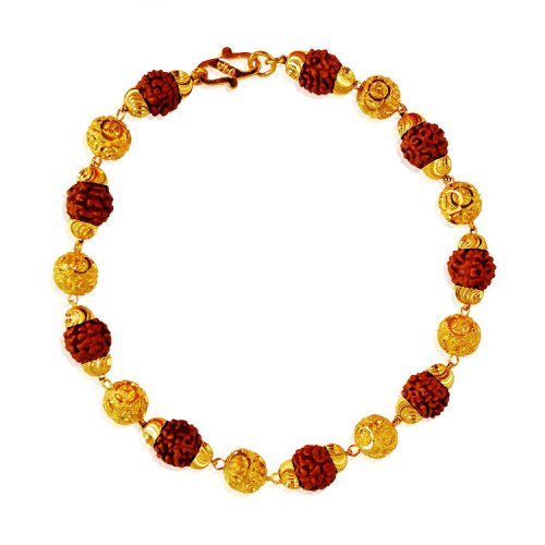 22K Gold Mens Bracelet AjBr62938 22k gold Indian style rudraksha
