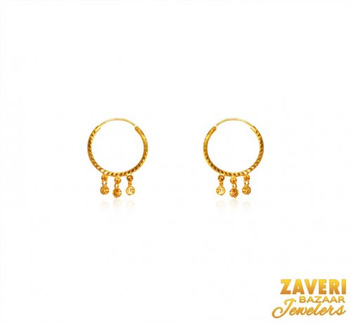 22Karat Gold Beads Hoops  