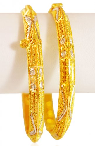 22k Gold Two Tone Kada ( 2 PCS) 